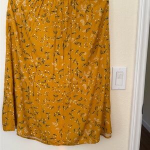 Banana Republic Mustard Floral A-Line Skirt